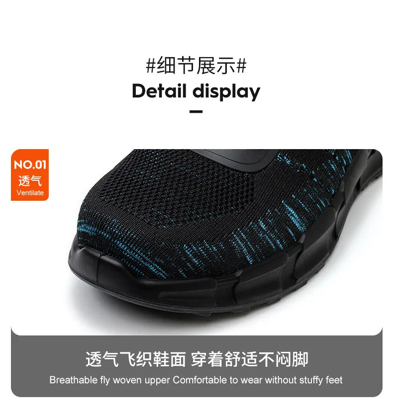 Security Anti-static Men Work Shoes Anti Puncture Anti Smashing Safety Shoes Air Cushion Indestructible Sneakers Breathable Mesh