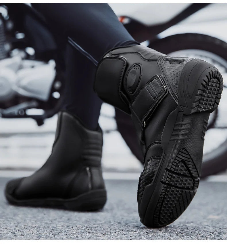 Motorcycle Boots Waterproof Leather Motorbike Protective Boots Motocross Riders Gear Men Women Moto Cycling Shoes Non-slip