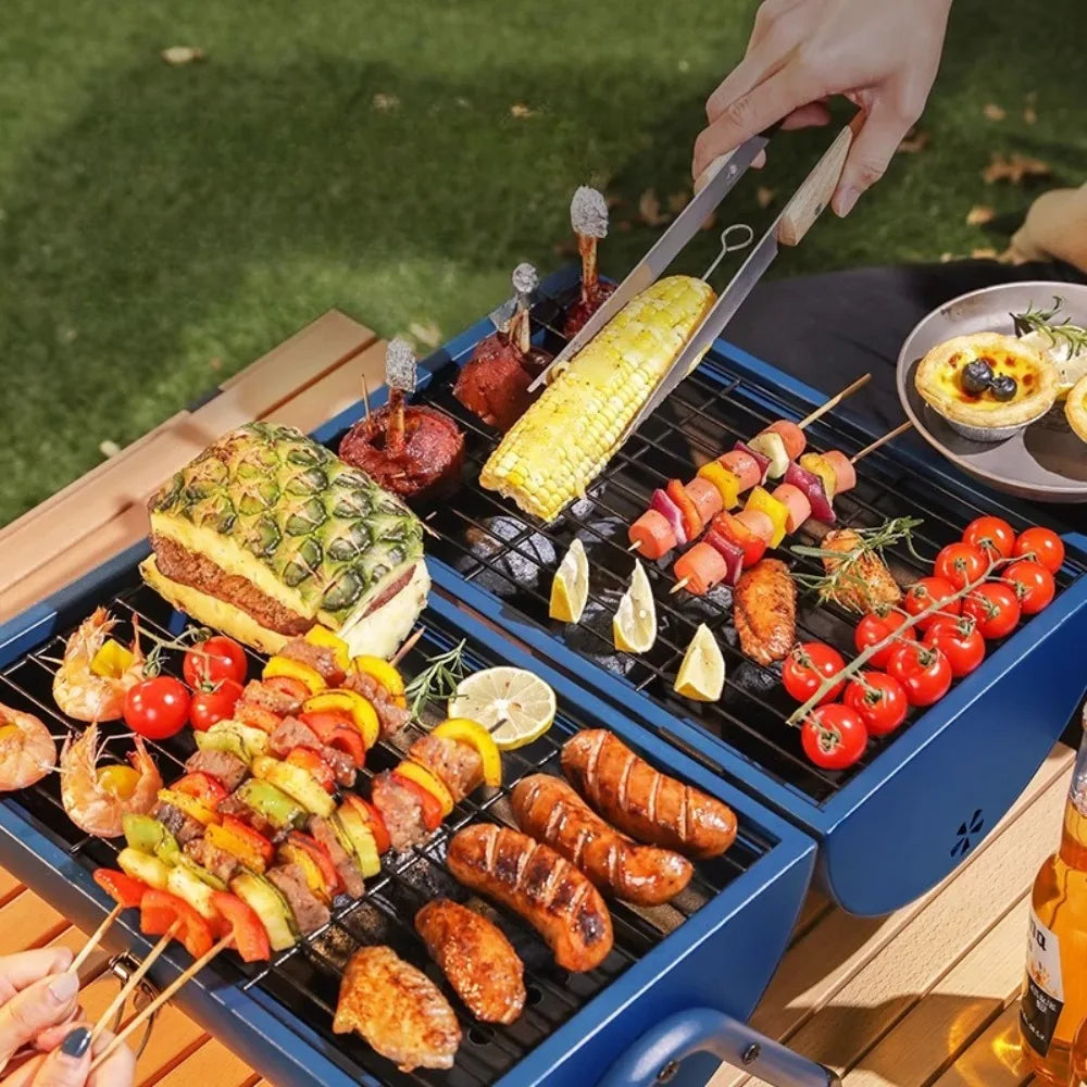 Small Folding Barbecue Grill Outdoor Portable Camping Charcoal Stove for Picnic Backyard Party