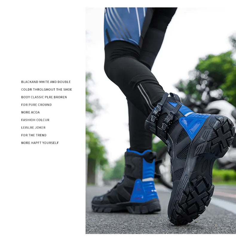 Men Motorcycle Boots Breathable Anti-fall Motocross Protective Shoes Knob Lock Buckle Men's Motos Equipment Outdoor Sports Shoes