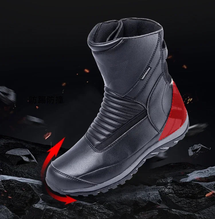 Motorcycle Short Boots Couple Shoes Leather Men Women Riding Racing Protective Breathable Anti-slip Soft Sole Motocross Off-road