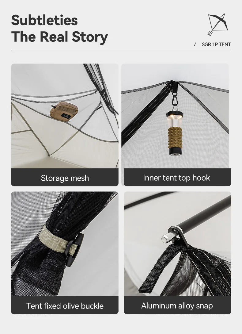 Thous Winds SGR 1-Person Backpacking Tent, 3-Season Ultralight Hiking Tent, 15D Nylon Ripstop Both Side Silicon Camping Tent