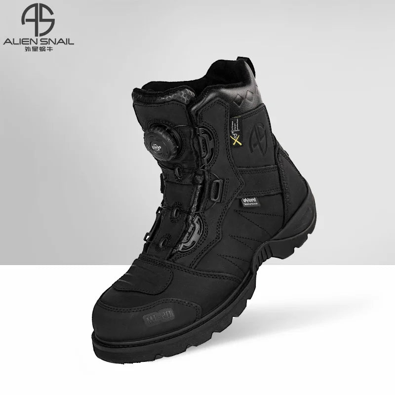 Motorcycle Rally Boots Anti-fall Leather Waterproof Riding Shoes Four Seasons Knob Design Racing Motorcycle Riding Cowhide Boots