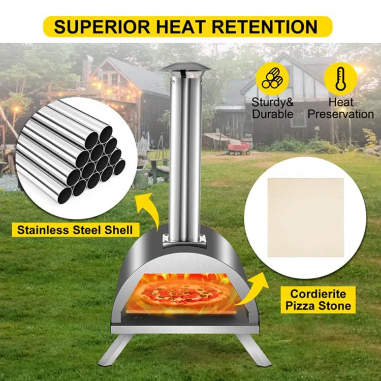 Home Outdoor Wood Burning Wood Fired Pizza Oven Pellet Grill Portable Smoker Grill Charcoal Wood BBQ Smoker