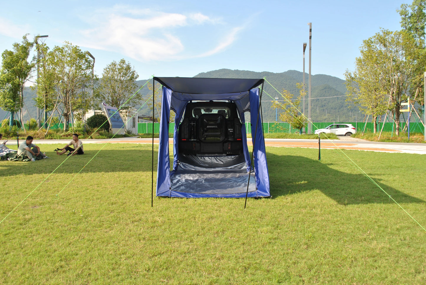 camping tent big space with rainfly, hatch back camping tent for 5 person, tailgate camping tent for suv with 4 poles, car tent