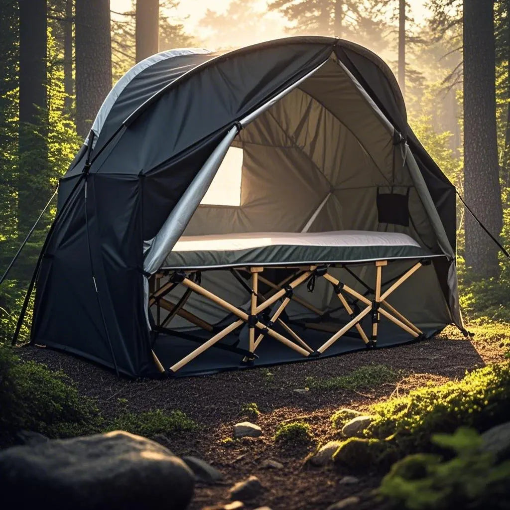 4-in-1 Camping Cot Tent, Backpacking 1 Person Camping Tent, Tent Cot Folding Off the Ground Tent,Fishing Tent,Sleeping Bed Tent