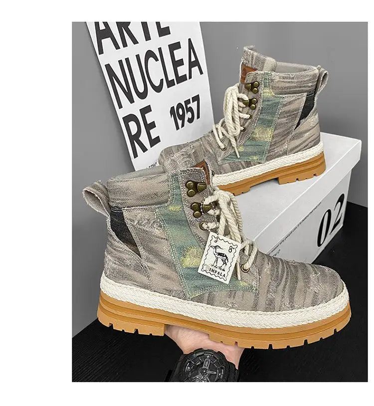 Motorcycle Riding Shoes Casual Commuter Boots Protective Fall Resistant Wear Boots Four Seasons Riding Shoes Denim Casual Shoes