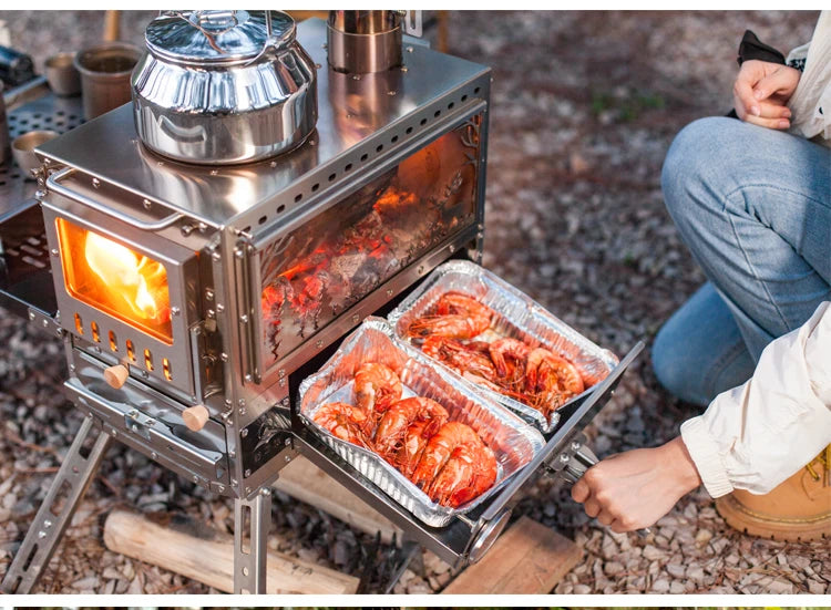 Firewood Stove Tent Heater Wood Furance Pellet Stove Brazier Grill Outdoor Camping Stove Portable Tent Heating Drawer Oven New