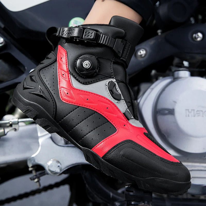 Waterproof Motorcycle Boots Man Wear-Resistant Motocross Boot Breathable Women Motorcycle Anti-Slip Motorcycle Shoes Anti-Fall