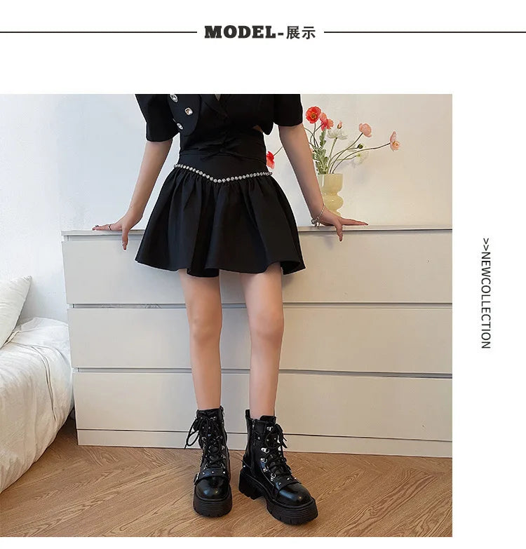 Women's Motorcycle Short Boots Rivet Chain Design Gothic Shoes Street Fashion Lady Rock Boots Metal Decor Punk Style Women Shoes
