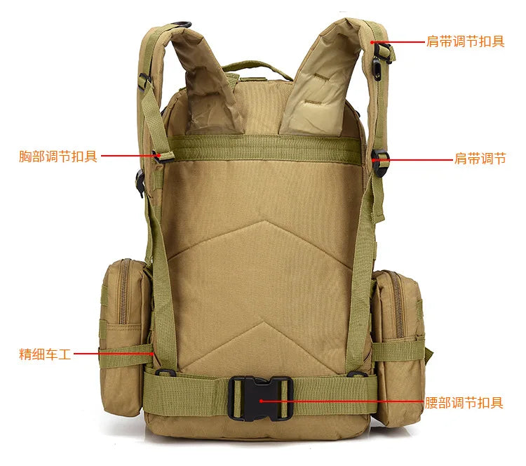 Tactical Backpack Military 50L Waterproof Hiking Backpack with MOLLE System for Outdoor Camping, Hunting, Travel, Daypack
