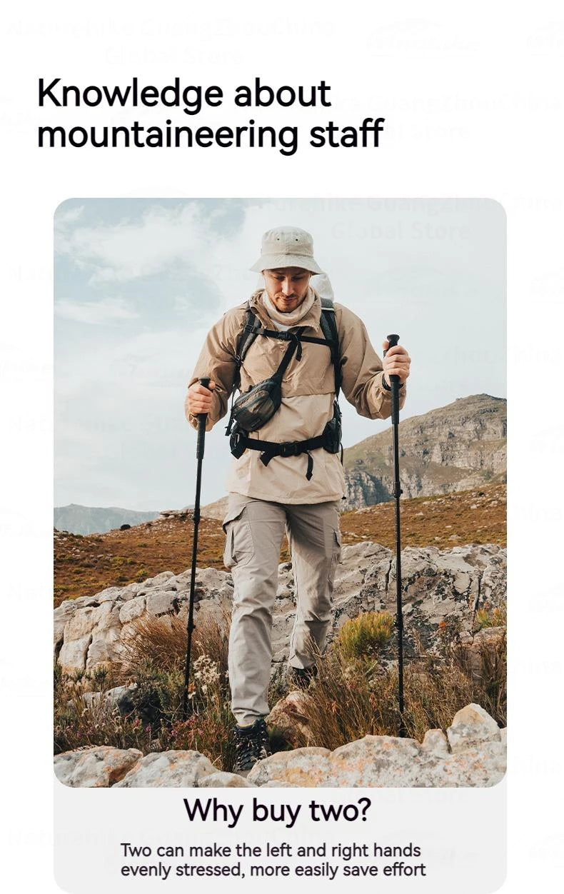 Naturehike ST03 7075 Aluminium Alloy Folding Trekking Pole Walking Stick Climbing Retractable 3 Sections Telescopic Alpenstocks