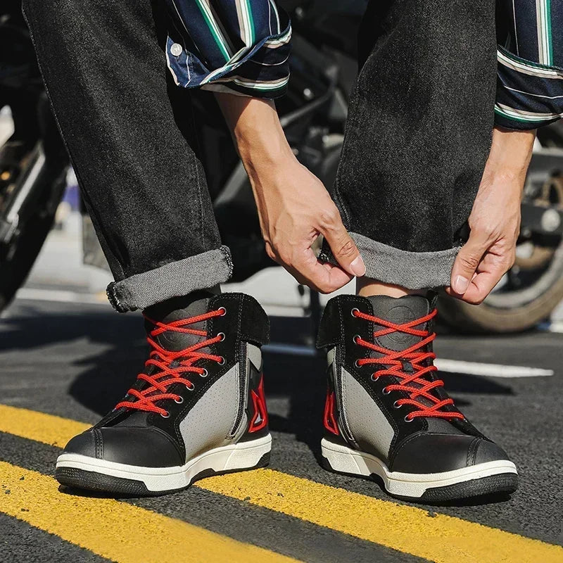 Motorcycle Shoes Men Motocross Boots Motobiker Racing Shoes Toe Cap Hardening Protective Cycling Shoes Summer Breathable Sneaker