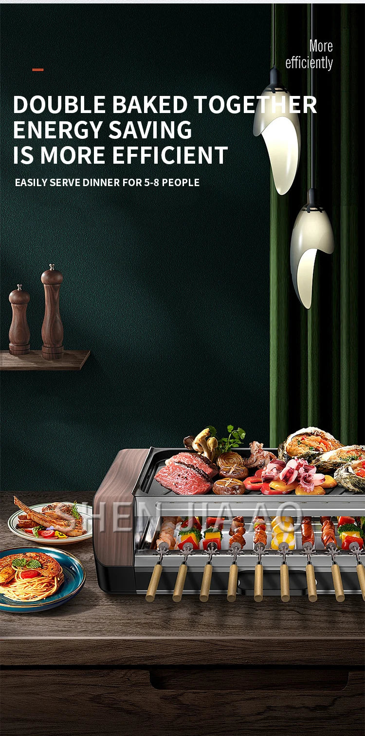 Household Automatic Rotating Smokeless Home Barbecue Hot Dog Automatic Rotating Barbecue Machine Mutton Skewers Barbecue Machine