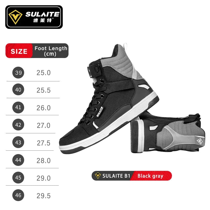 Men's Riding Motorcycle Boots Microfiber Leather Moto Motocross Summer Breathable Anti-fall Rider Road Casual Shoes