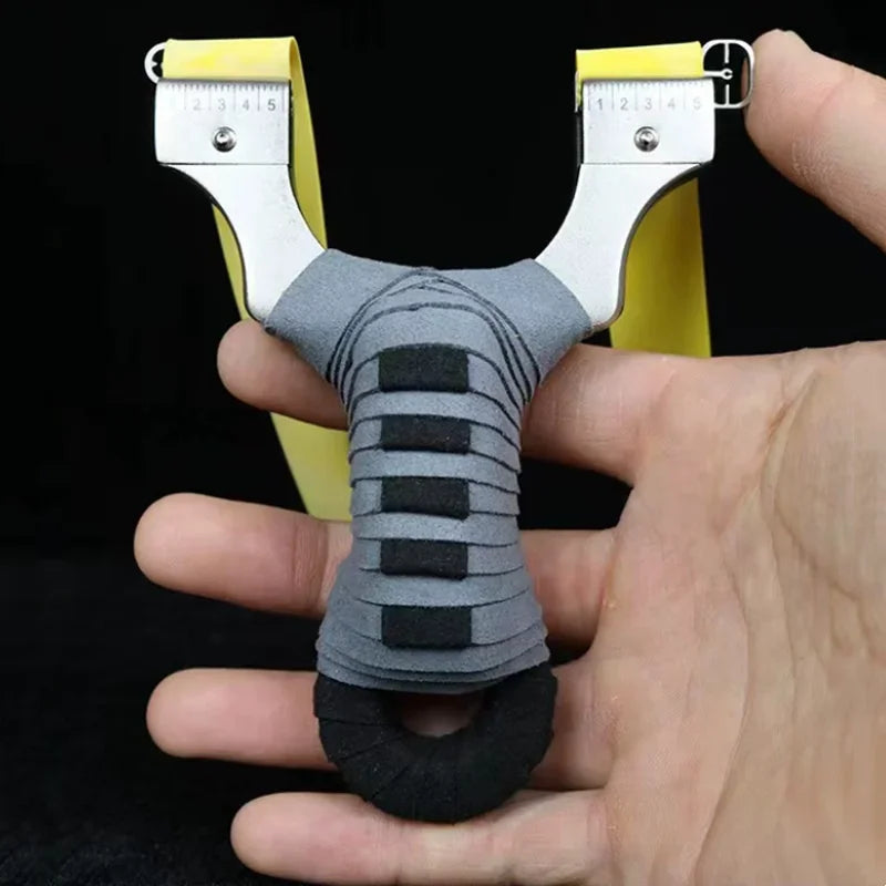 High Quality Hunting Shooting Slingshot Stainless Steel Great Power Catapult with Flat Rubber Band Outdoor Sport Competition