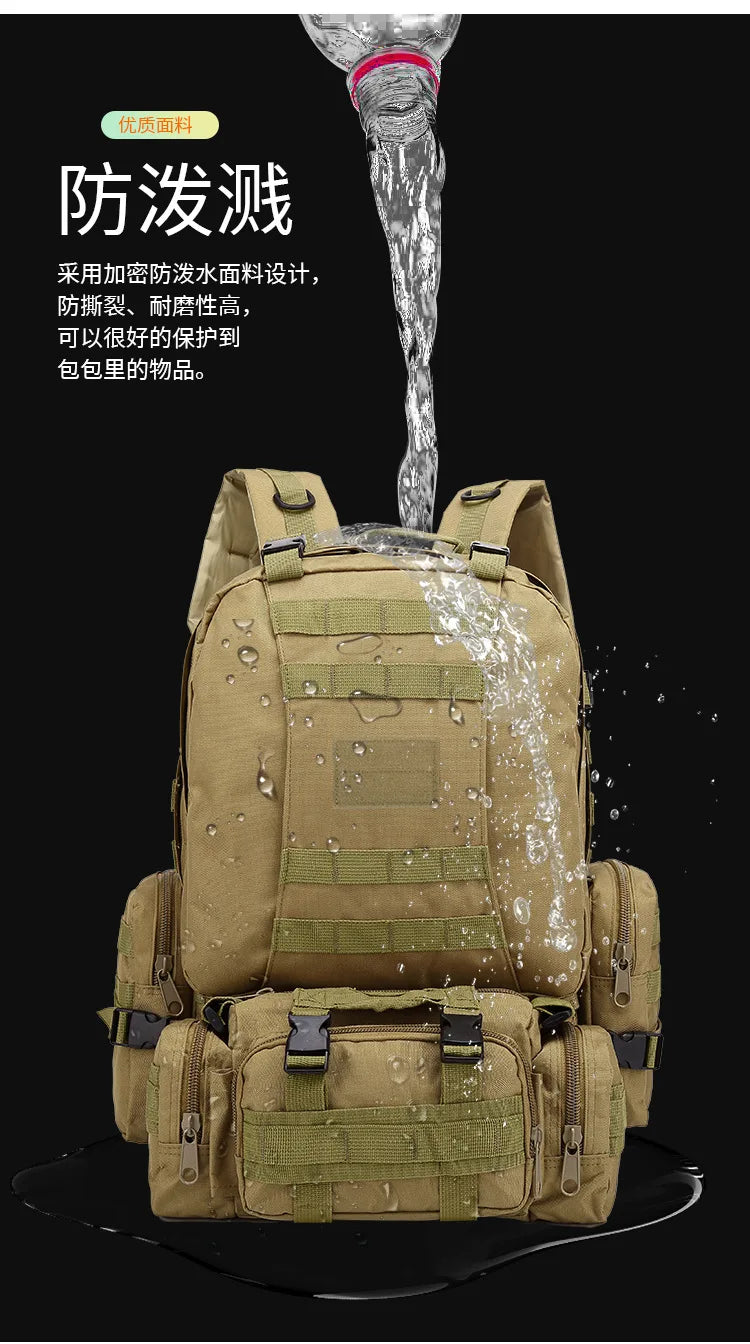 Tactical Backpack Military 50L Waterproof Hiking Backpack with MOLLE System for Outdoor Camping, Hunting, Travel, Daypack