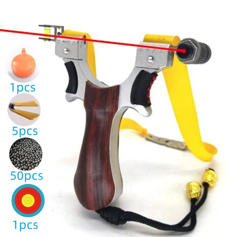 Laser Aiming Slingshot Bow High Quality Precision Flat Rubber Band Slingshot Adult Outdoor Sport Competitive Powerful Catapult