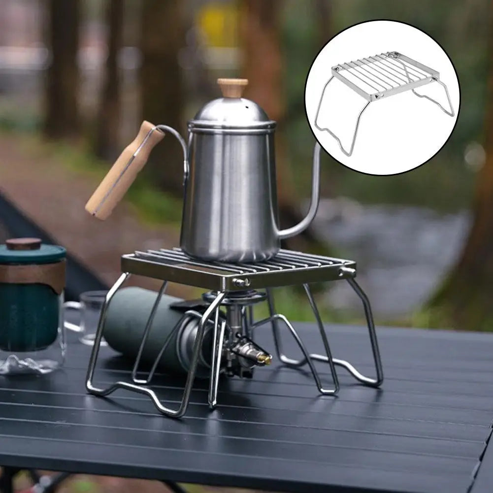 Outdoor Steel Stove Holder Foldable Portable Camping BBQ Cooking Campfire Gas Stove Stand Supplies