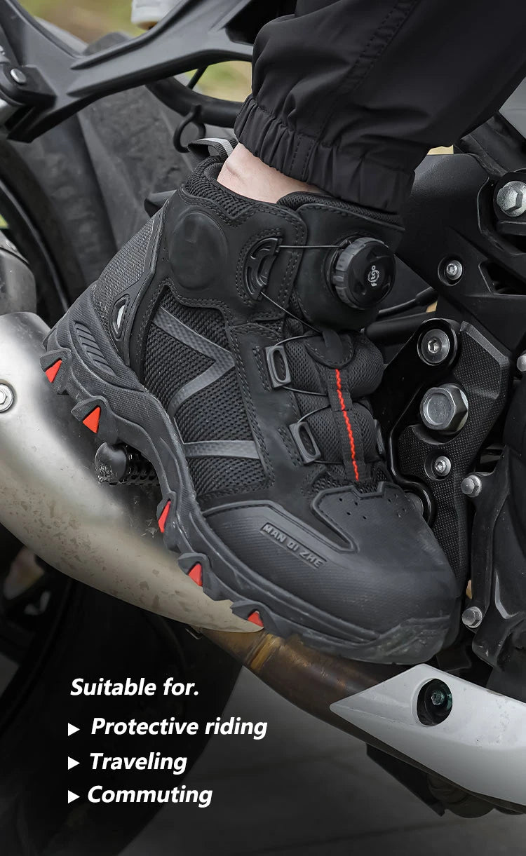 FEHER Motorcycle Boots BOA System CE Level 2 Foot Protection Hiking Shoes Waterproof All Season for Rider and Wilderness Climber