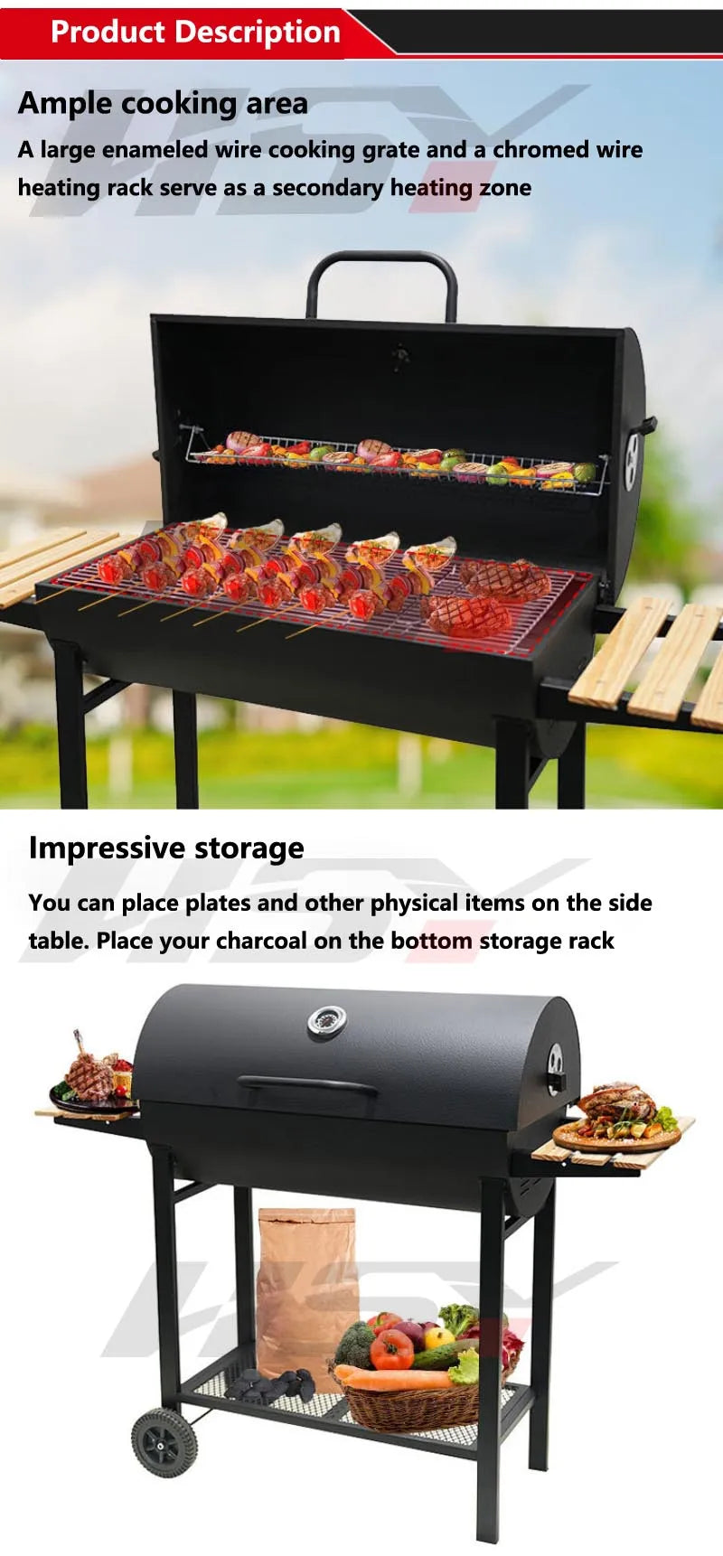 Household Charcoal Stove Outdoor American Barbecue Grill Outdoor Camping Baking Charcoal Grill Fish Grill Charcoal Smoke Grill