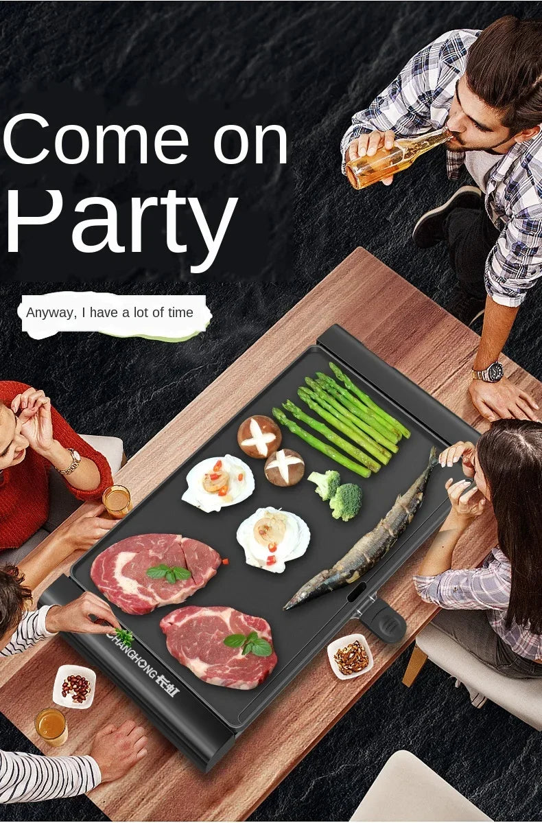 220V Large Electric Grill Barbecue Household Smokeless Electric Grill Pan Non-stick Grill Pan Grilled Fish Electric abc