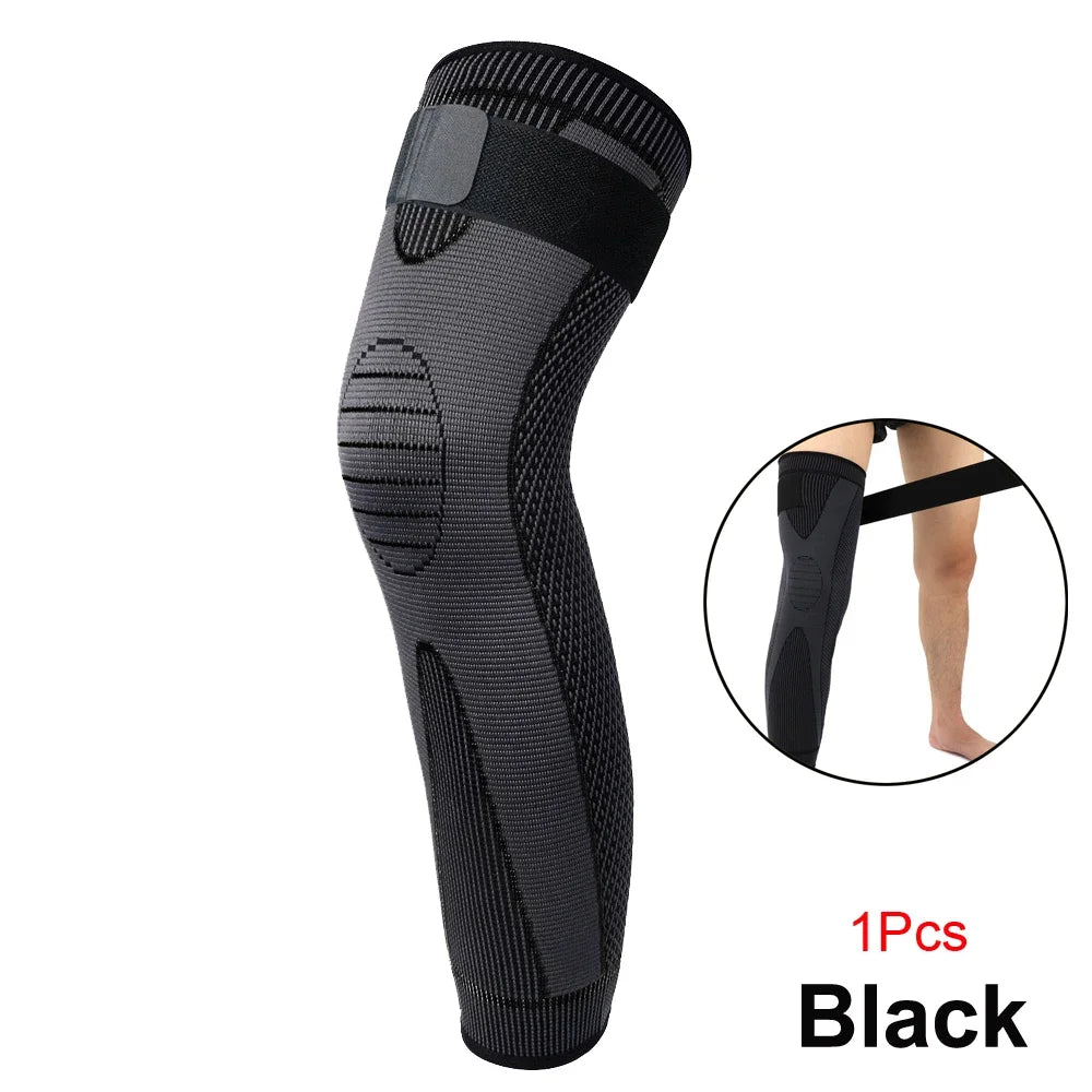 1/2Pcs Full Leg Compression Sleeve with Compression Strap for Women Men Long Leg Sleeve for Running Basketball Football Cycling