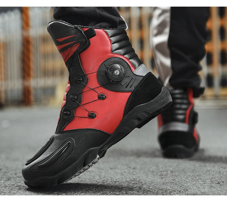 37-48 Motorcycle Boots Non-Slip Studded Boots Leather Enduro Motorcycle Boots Men's Biker Boot Four Seasons Riding Racing Shoes