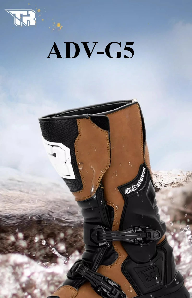 2025New Tiger G5 ADV Motorcycle Boots Black Khaki Off-road Rally Boots Microfiber Waterproof Bota Masculina Adventure Bike Botas