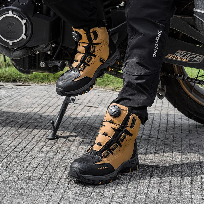 FEHER Motorcycle Boots BOA System CE Level 2 Foot Protection Hiking Shoes Waterproof All Season for Rider and Wilderness Climber