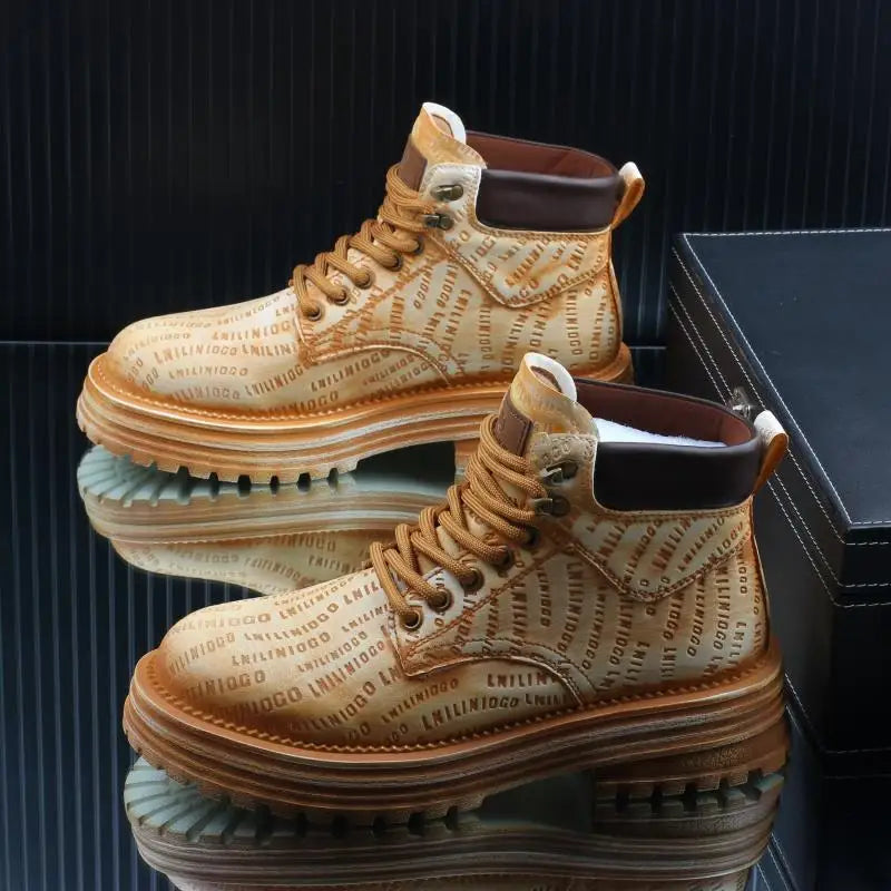 Motorcycle cycling shoes Ankle Boots Casual Sneaker Leather Shoes Loafers  Boots for Men Sports and Wear Round Toe Army Boots