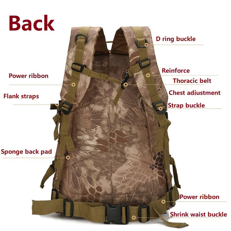 Men's Tactical Backpack Army Molle Assault Bag Outdoor Hiking Trekking Camping Hunting Bag Multicam Camouflage Backpack Mochila