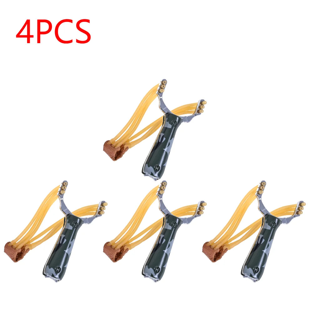 5-1PCS Camouflage Metal Powerful Slingshot Professional Rubber Elastic Band Catapult  Tape Outdoor Shooting Hunting Accessories