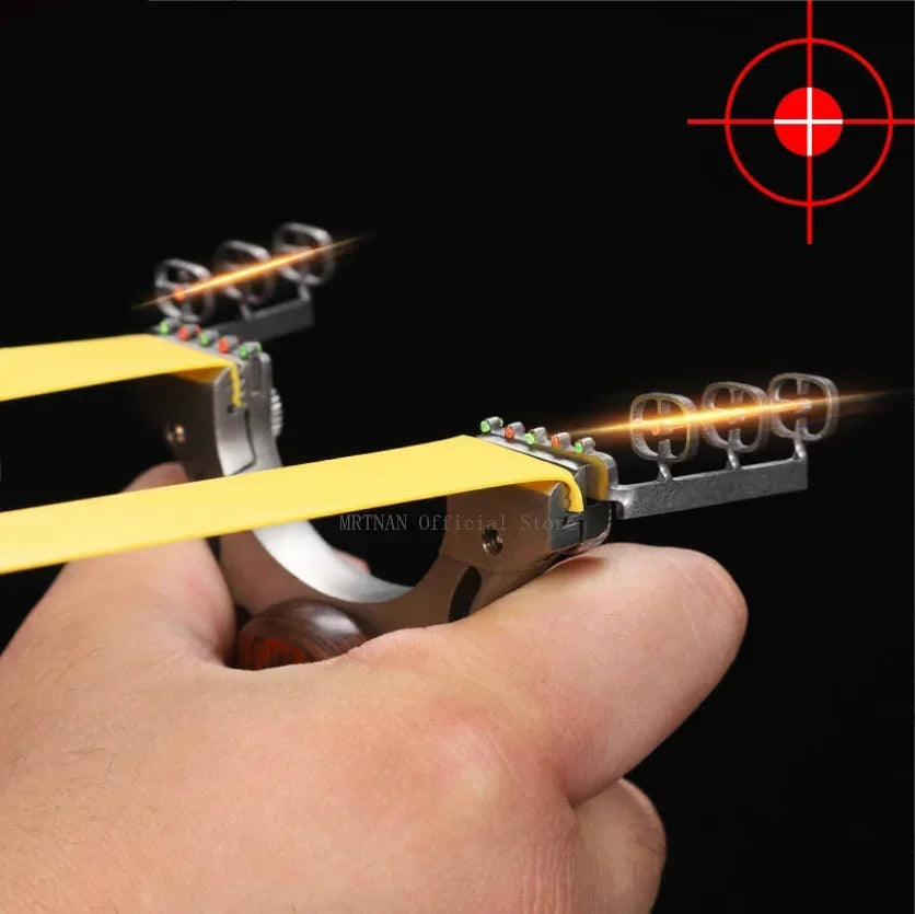 Outdoor Hunting Stainless Steel Wooden Handle Shooting Slingshot Traditional Rubber Band Catapult Slingshot Adult Shooting Game