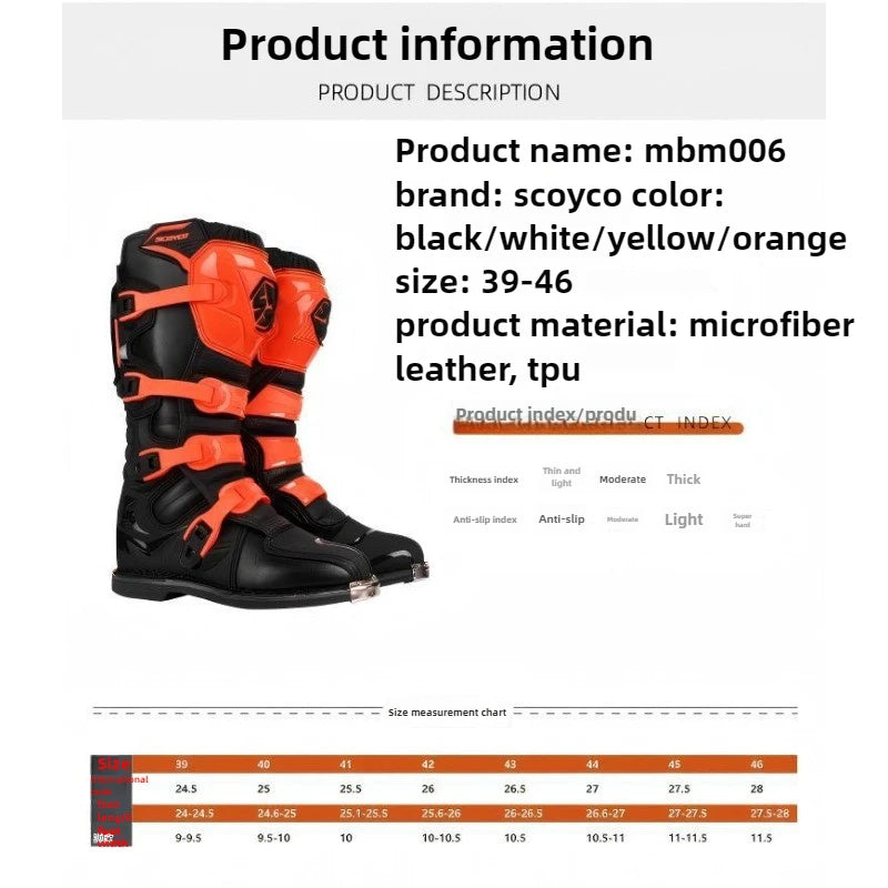 SCOYCO Motorcycle Riding Safety Protective Boots Anti-drop Motocross Boots Windproof Off-road Cycling Shoes Botas Para Moto