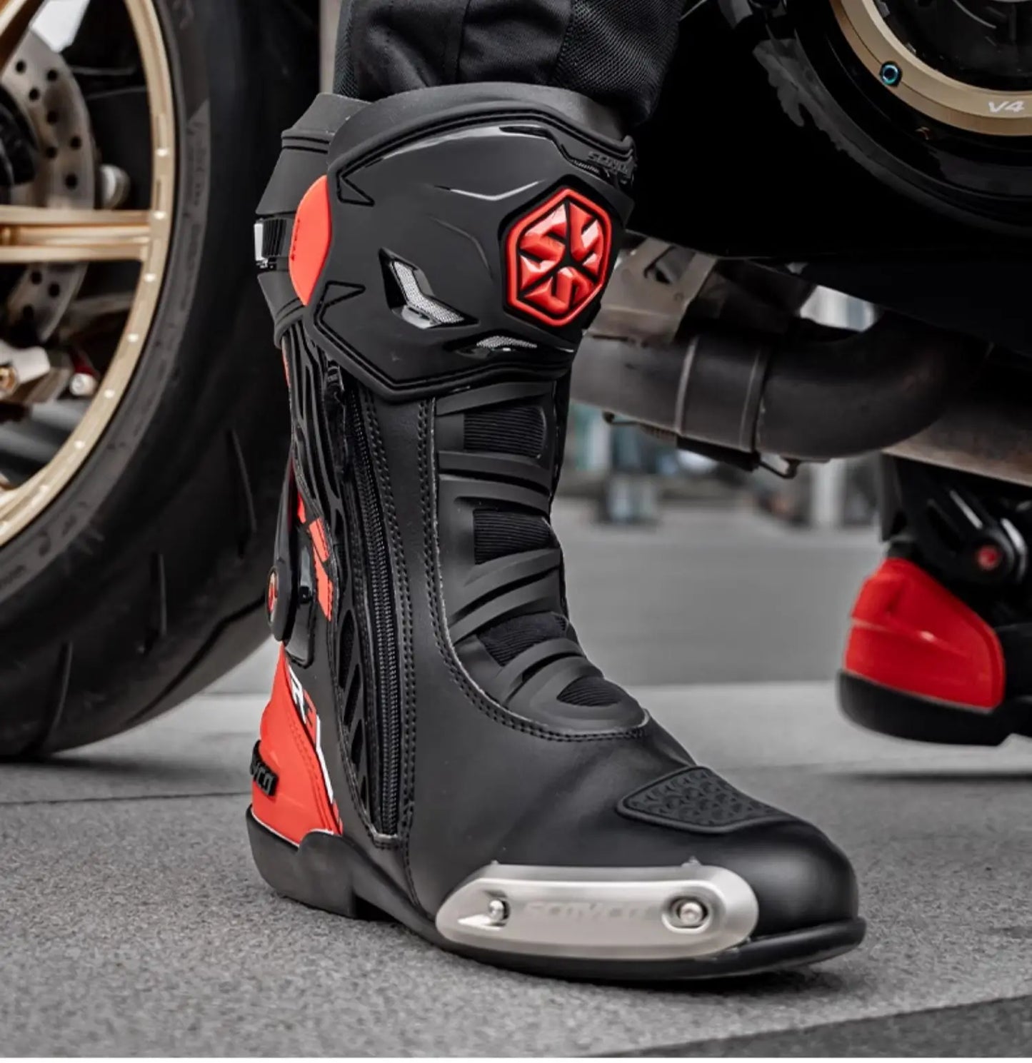 SCOYCO Knee-High Motorcycle Boots For Men Women Off-Road Highway Riding Durable Anti-Slip Sole Ankle Support All-Terrain Grip