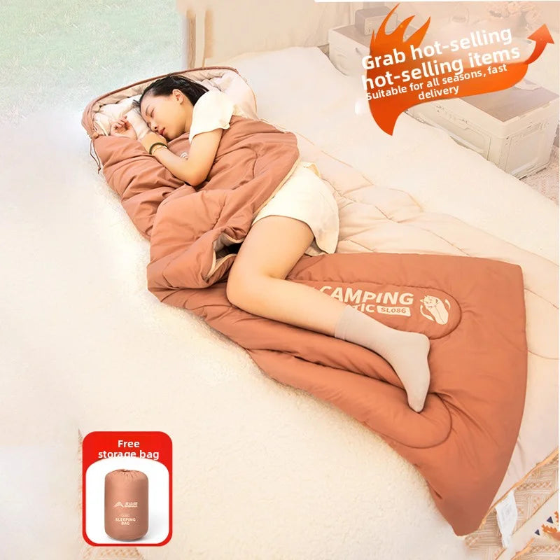 Sleeping bag for all seasons, suitable for adults, outdoor camping, overnight use, car use, and siesta, dual-purpose with warm