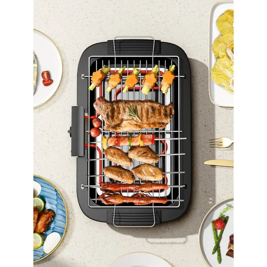 Electric Grill Indoor Smokeless Portable Food Barbecue Grill Smokeless Household Barbecue Grill Barbecue Skewers Portable Stove