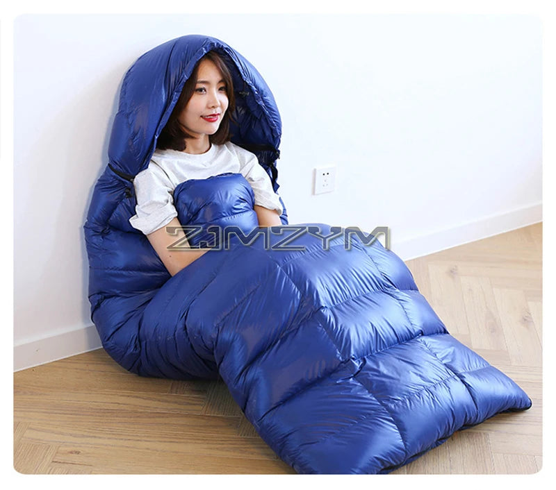 Down Mummy Sleeping Bag for Backpacking, Camping, Waterproof Portable Sleeping Bag, Zip Together for 2 Person Sleeping Bag