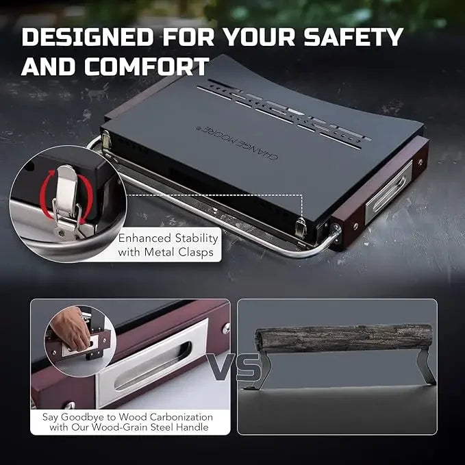 CHANGEMOORE Outdoor Camping Stove 304Stainlee Steel BBQ Grill Portable with Heat-Resistant Handles Camping Garden Picnic Outdoor