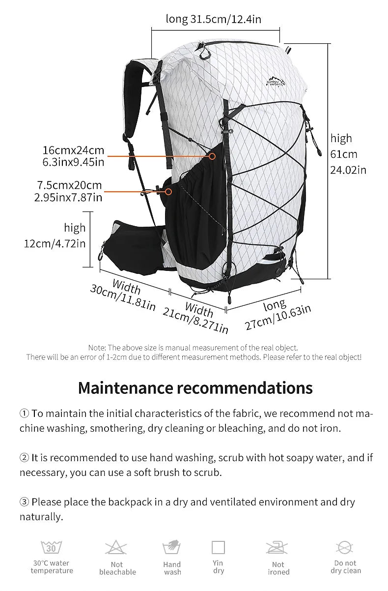 40L hiking bag outdoor backpacking hiking backpack outdoor hiking bag waterproof and breathable shoulder-lined backpack