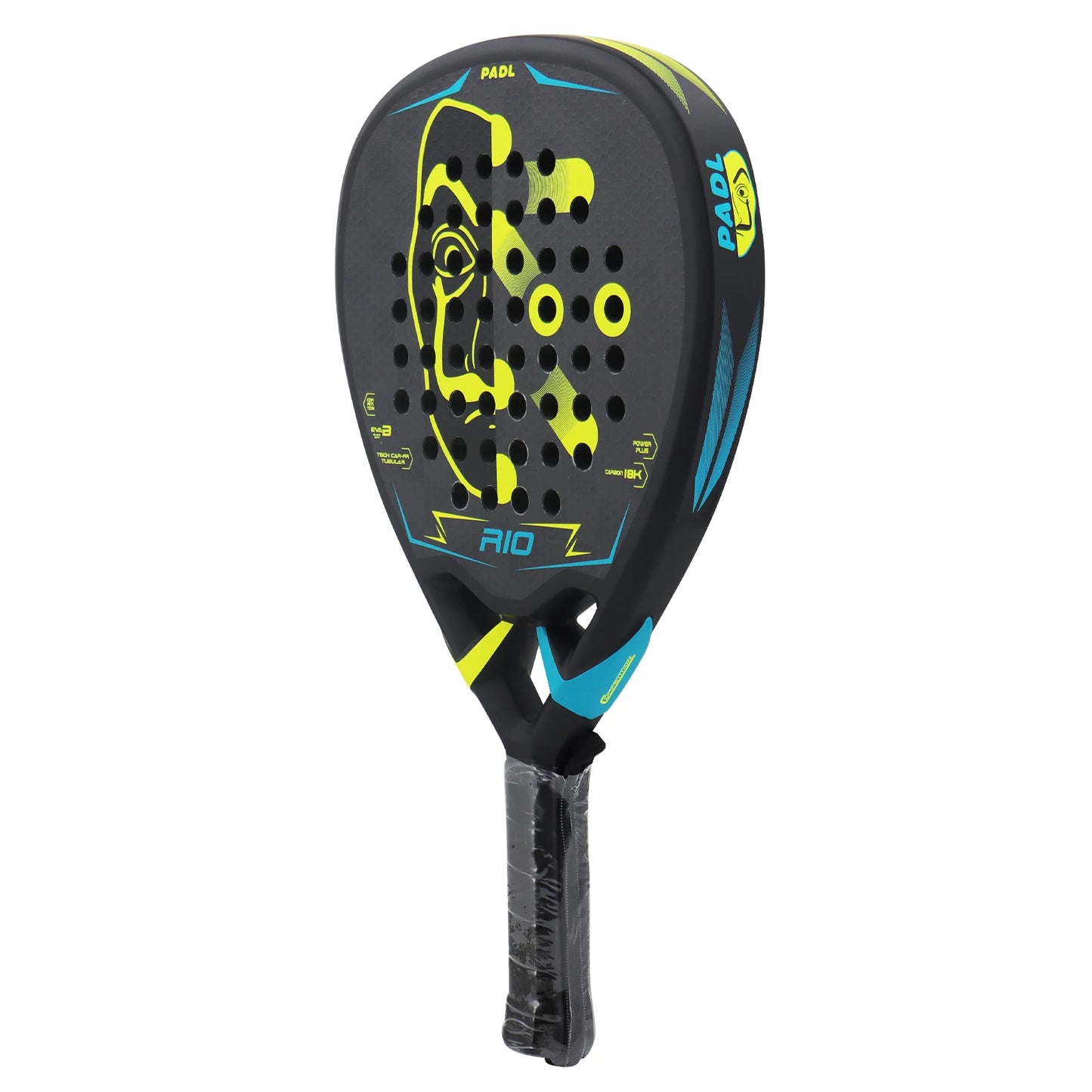 Carbon Fiber Paddle Racket, 3K, 12K,18K, Fiber, rough finish with Eva Soft Memory Foam Core, Round Shape, High Balance