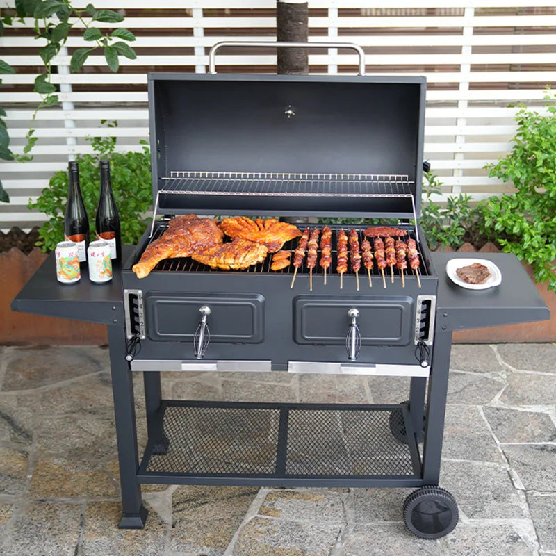 Extra Large Charcoal BBQ Grill With Easy Clean Full Size Ash Tray And Adjustable Charcoal Plate BBQ Grill