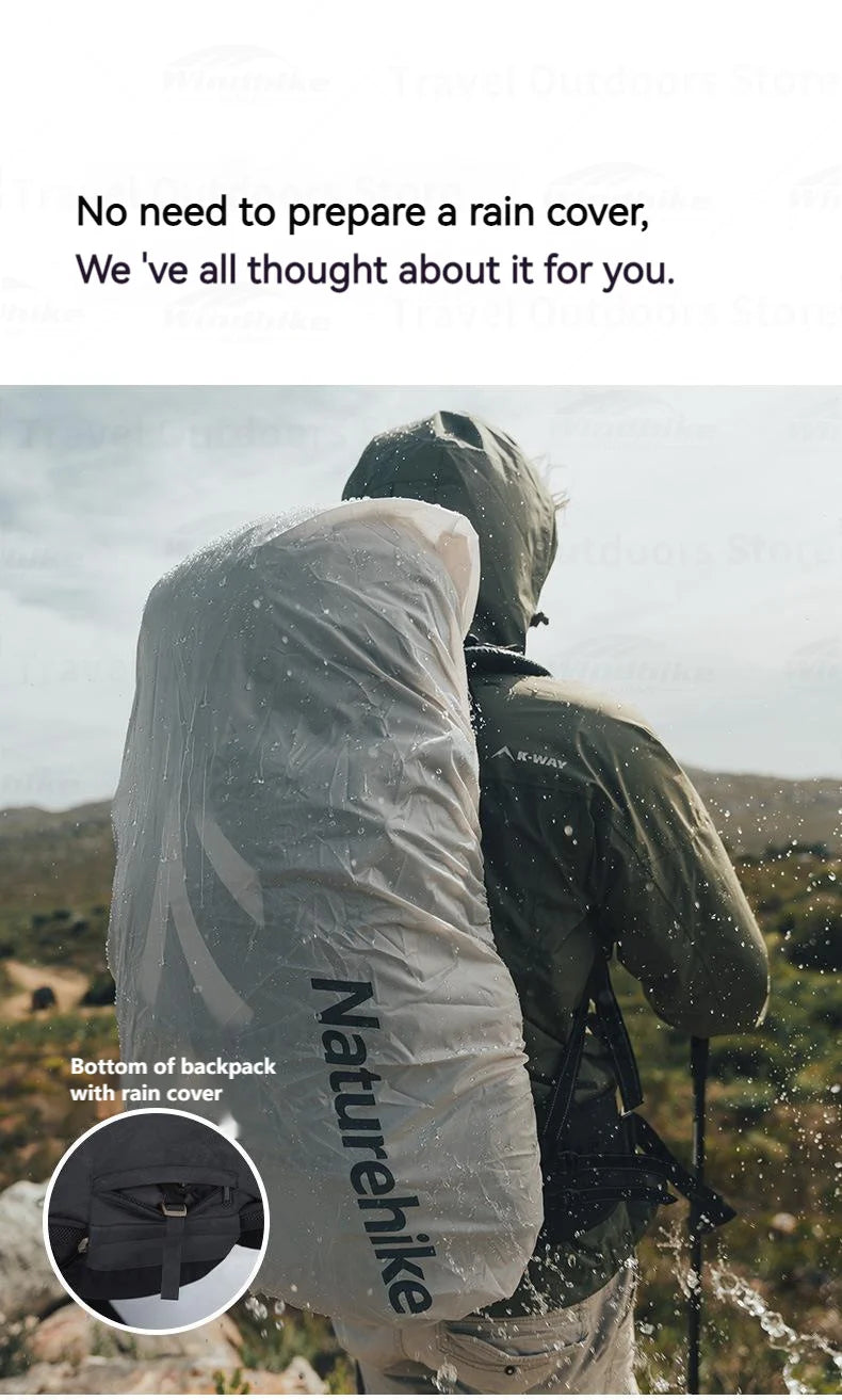 Naturehike Outdoor Backpack 70+5L Large Capacity Trekking Bag Backpack 420D Nylon Camping Hiking Travel Backpack With Rain Cover