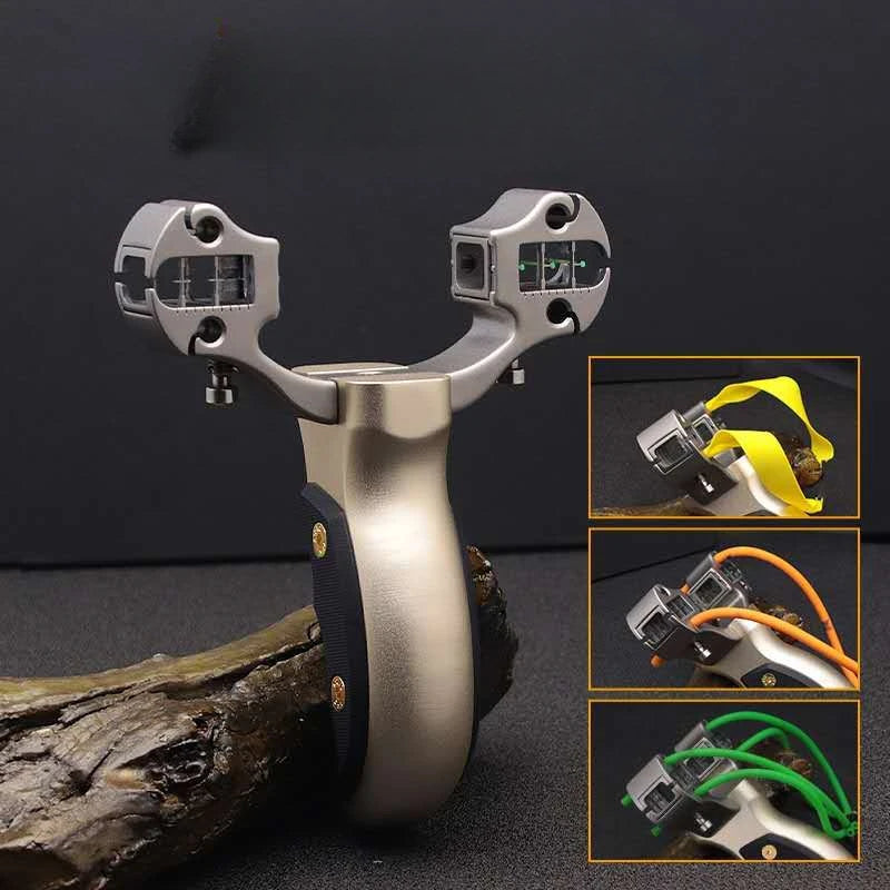 Precision Outdoor Hunting Slingshot Titanium Alloy Adjustable Sight Catapult Round Flat Rubber Band Card Ball Sling Shooting Toy