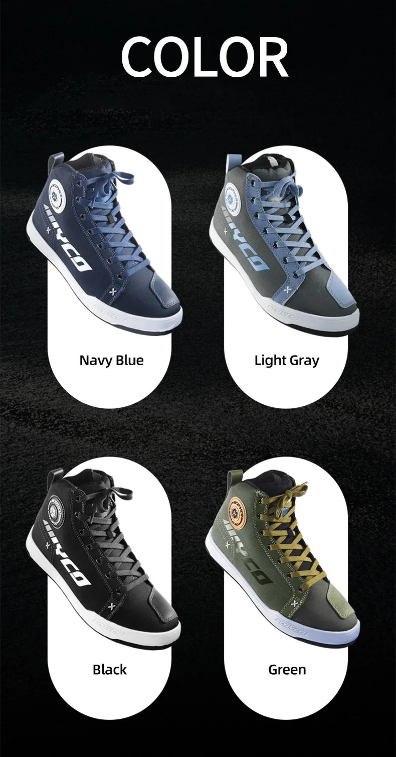 SCOYCO Commuter Motorcycle Riding Shoes Fashion Casual Hundred Crash Shoes Breathable Canvas Riding Motorcycle Boots MT068