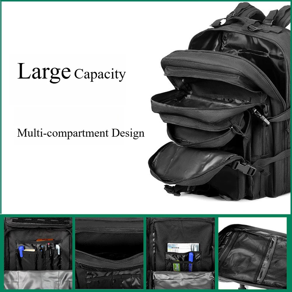 50L Tactical Backpack with Molle System - Large Capacity Water-resistant Hiking Backpack for Camping, Trekking & Daily Use