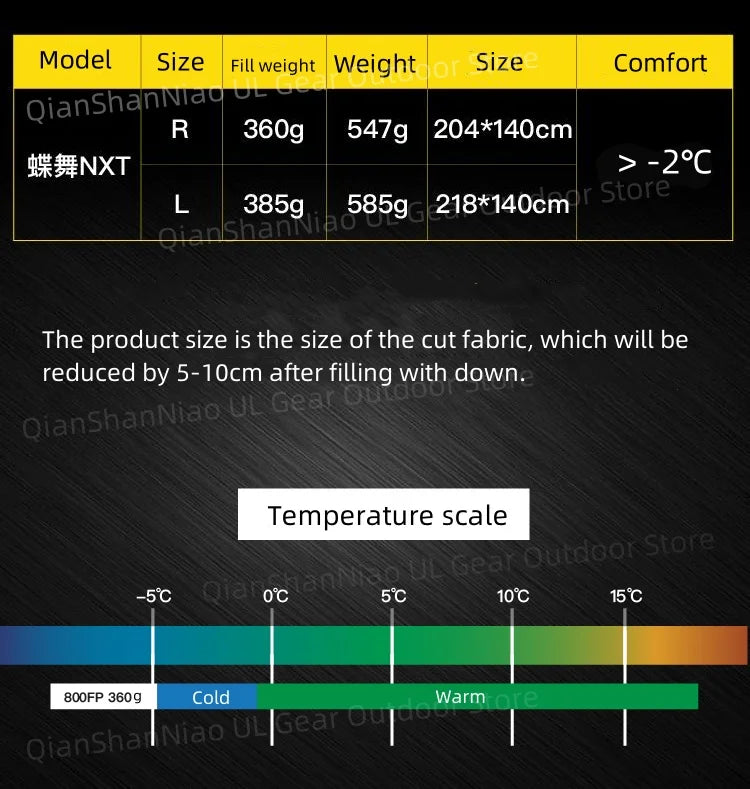 ICE Flame NXT 800FP Down Quilt Outdoor Camping Multifunctional Ultralight New Duck Down Quilt Waterproof Bottomless Sleeping Bag