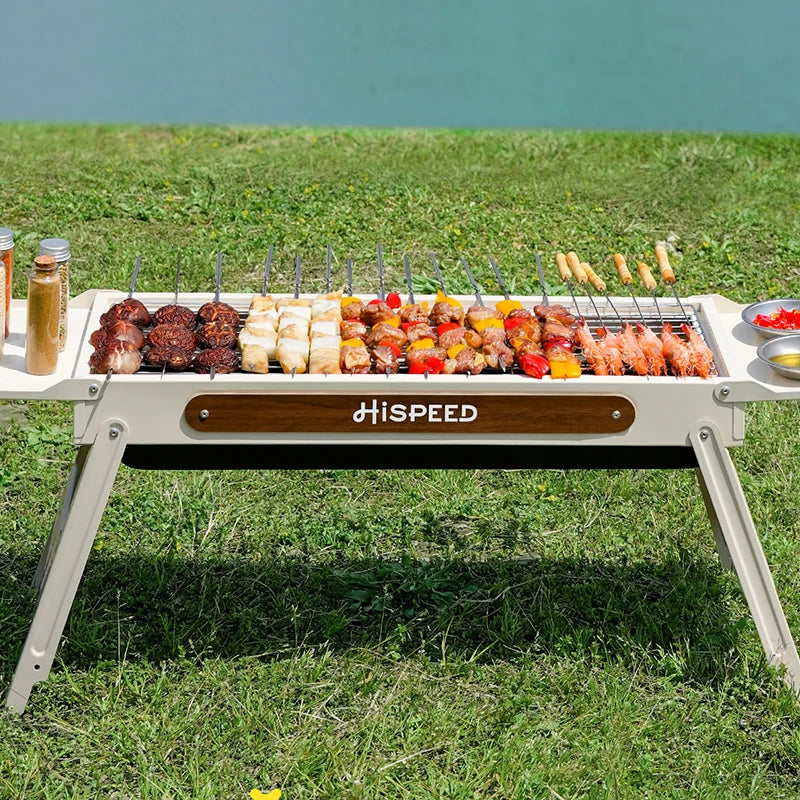 Outdoor IGT BBQ Grill Camping Stainless Steel Grill Camping Folding Portable Small Home BBQ Grill