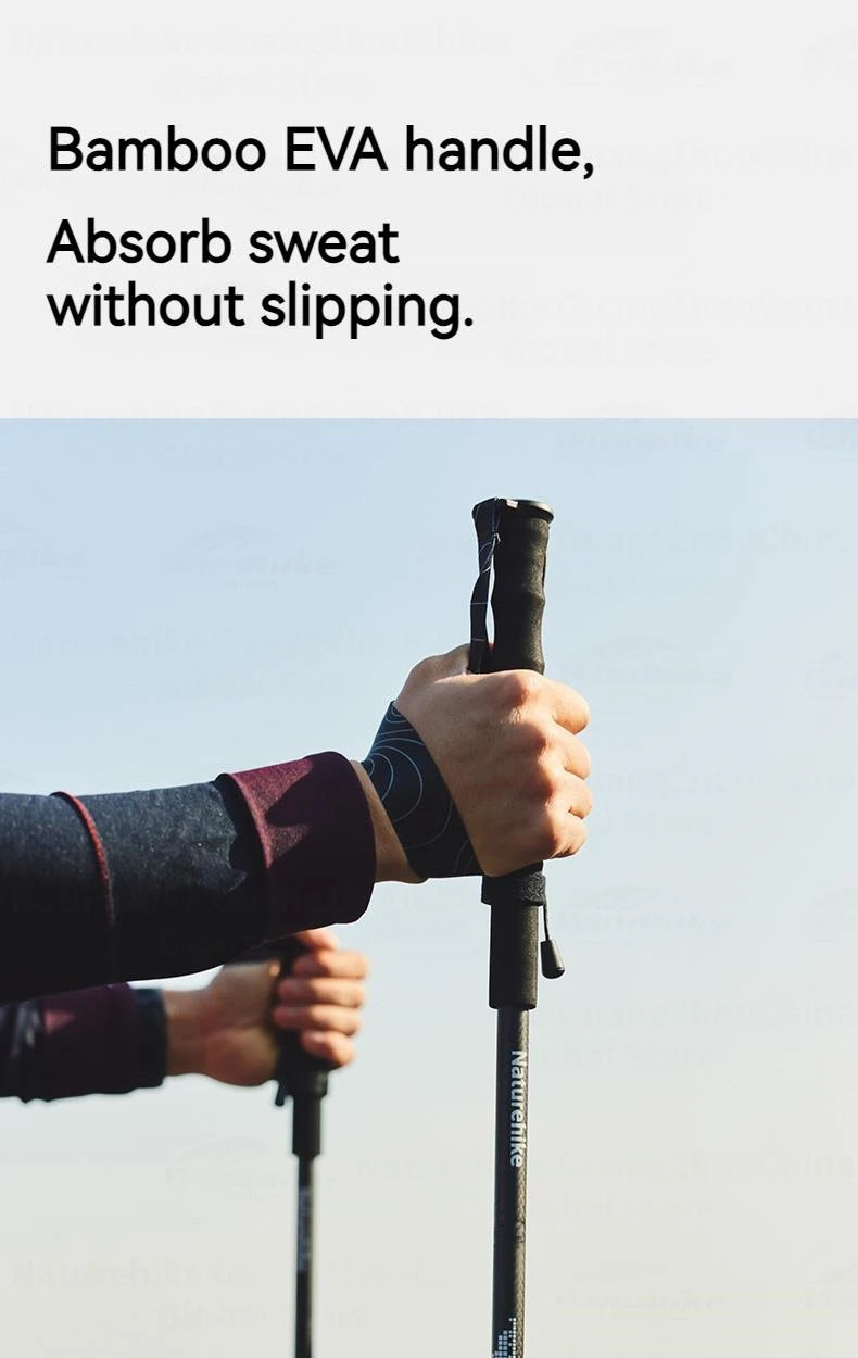 Naturehike 3K Carbon Fiber Collapsible Telescopic Sticks Trekking Pole Folding Portable Walking Stick Staff for Hiking Climbing